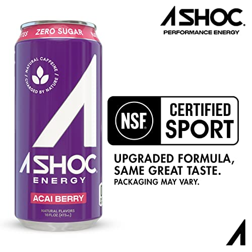 A SHOC Performance Energy Drink, Acai Berry, 16 Ounce Can, Natural