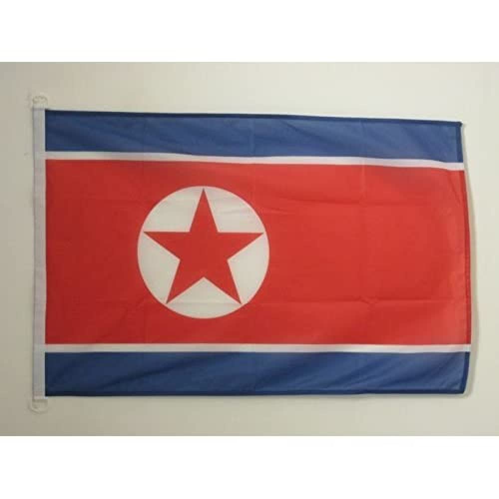 AZ FLAG - North Korea Flag - 2x3 Ft - For Outdoor - North Korean Banner Knitted Polyester with Two Plastic Rings - Fade Resistant - Vivid Colors - 2' x 3' Feet - 90x60 Cm