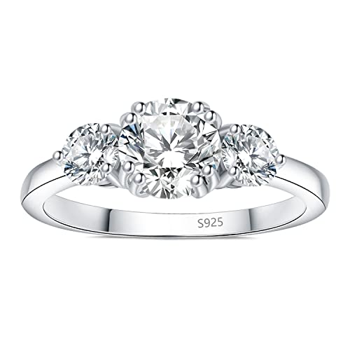 JewelryPalace Women's Solitaire Ring with Oval Cut Moissanite, Engagement Ring 925 Sterling Silver Simulated Diamond, Classic Girl Promise Ring with Stone, Bridal Jewellery Set