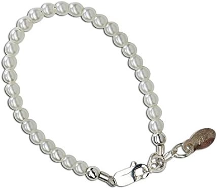 Precious sterling silver bracelet with intricate dainty little white Swarovski pearls - perfect for baptisms or christenings! Size Medium 1-5 Years