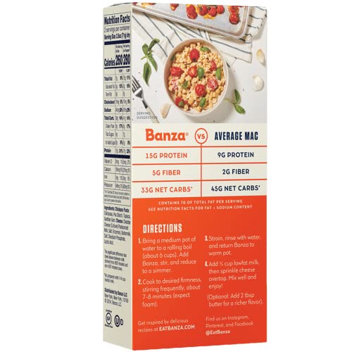 BANZA Shells and White Cheddar Cheese, High Protein, Gluten Free Mac