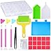 PP OPOUNT 50 Pieces DIY Diamond Painting Cross Stitch Tool Including Diamond Stitch Pen, Diamond Painting Plastic Roller, Drill Pen Grips, Plastic Tray and Diamond Embroidery Box for Arts Craft