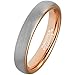 MNH Tungsten Rings for Men Women 4mm Rose Gold Plated Brushed Matte Finish Wedding Band