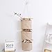 AARAINBOW 1 Pack Mini Cotton Linen Fabric Closet Detachable Foldable Washable Hanging Storage Bag with 3 Pockets Over The Wall Door Organizer for Room Bathroom (Khaki)