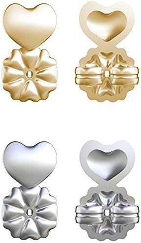 Magic Bax Earring Lifters - 2 Pairs of Adjustable Hypoallergenic Earring Lifts (1 Pair of Sterling Silver Plated and 1 Pair of 18K Gold Plated) As Seen on TV
