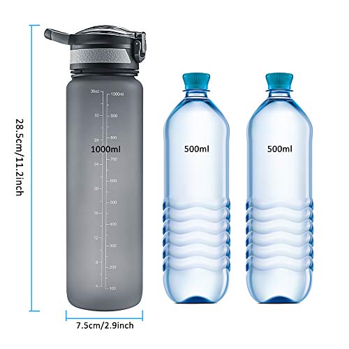 STOON Sports Water Bottle, 36oz Tritan BPA Free Water Bottle with One Click Open Flip Lid, Leak Proof Lock, Large Water Bottle for Outdoor Hiking Camping Travel - Thumbnail 6