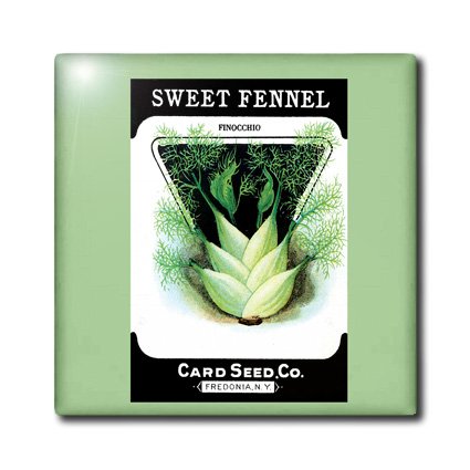 ct_170156_7 BLN Vintage Seed Packet Reproductions - Sweet Fennel Pinocchio Card Seed Company Fredonia NY - Tiles - 8 Inch Glass Tile