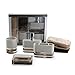 IMMANUEL 6-Piece MS Acrylic Two-Tone Brown White Bathroom Accessories Gift Set with Box, Toiletries Organizer, Modern Home Decoration, Tumbler, Soap Dispenser, Toothbrush Holder, Soap Dish Included