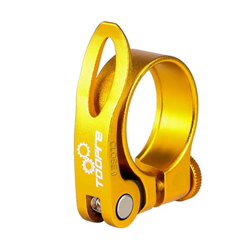 Mimoke Bicycle Saddle Clamp Quick Release Seat Post Saddle Clamp Quick Release 31.8 mm 34.9 mm for MTB and Road Bike (Gold, 31.8 mm)