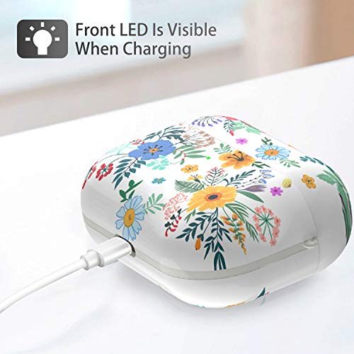 Lokigo AirPods Case Pro Protective Cover Compatible with AirPods Charging Case Pro 3 Gen Hard Case Kits with Keychain/Strap/Watch Band Holder for Girls Women Men (Colorful Flower)