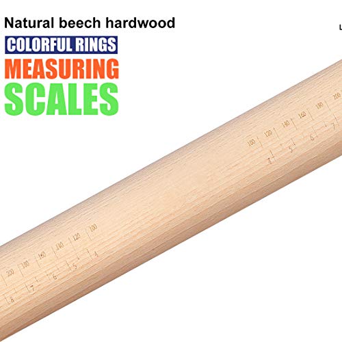 Wood Rolling Pin, Adjustable Rolling Pin with Removable Thickness Rings, Beech Wood Rolling Pin for Baking Pizza, Pastries, Cookies (colour)…