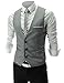 Zicac Mens Top Designed Casual Slim Fit Skinny Dress Vest Waistcoat Gray