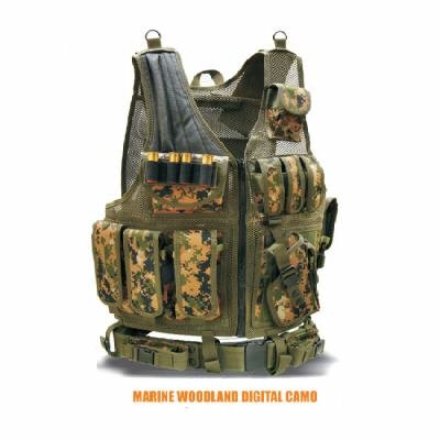 Ultimate Arms Gear Marpat Woodland Digital Tactical Scenario Military-Hunting Assault Vest w/ Right Handed Quick Draw Pistol Holster - Thumbnail 2