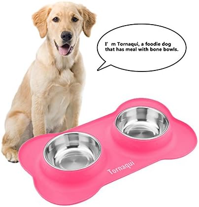 Dog Bowls Stainless Steel Silicone Mat Non Spill Non-Skid Feeder Bowls Pets Dogs Cats