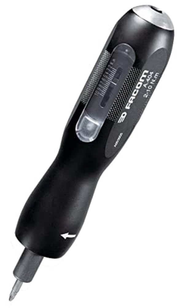 Facom Tournevis Monosens avec Vernier De Réglage pour Embout 1/4" Sens De Serrage Dynamométrique et Adaptateur Ecr 1/4" A.404, Noir, 2-10Nm