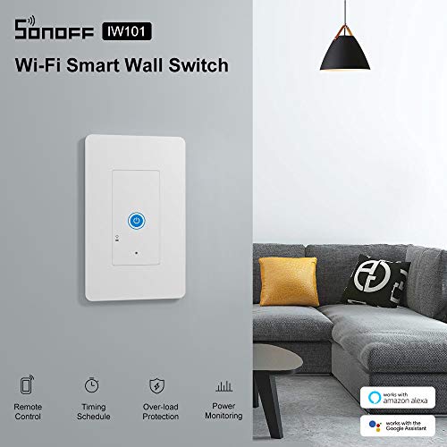 SONOFF IW101 WiFi Smart Light Wall Switch with Power Monitoring, Needs Neutral Wire, Compatible with Alexa, Google home and IFTTT,ETL and FCC Listed.