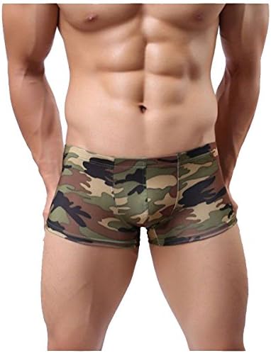 KUWOMINI.Men's Swim Trunks Camouflage Flat Pants Fashion Four Corners Swim Trunks