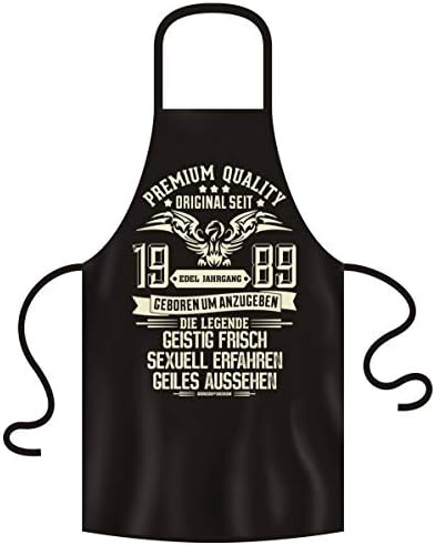 Soreso Design Elegant Vintage 1989 : Born to Specify : Funny Sayings BBQ Apron Gift 30th Birthday Gift Idea Men & Women 30 Years Colour: Black