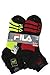 Fila Mens 6-Pack Men's Sport Quarter Socks, Black, Shoe sizes 6-12.5