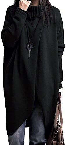 Slim Bloom Women's Plus Size Turtleneck Asymmetric Loose Chunky Cable Knit Pullover Sweaters