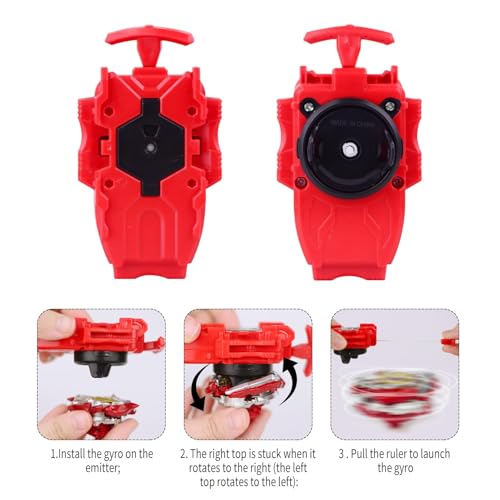 Battle for Nitro Spinning Top Box, Suitable for Ages 6+ | Battle Spinner Set, 12 Burst Gryo 2 Launchers 1 Starter Rope with Handle, Burst Spinner Box