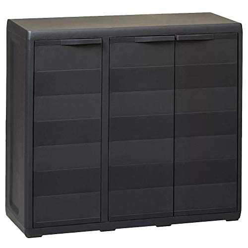 EBTOOLS Gartenschrank mit 2 verstellbaren Regalen, Schrank, Gartenmöbel, aus Polypropylen, langlebig, praktisch für den…