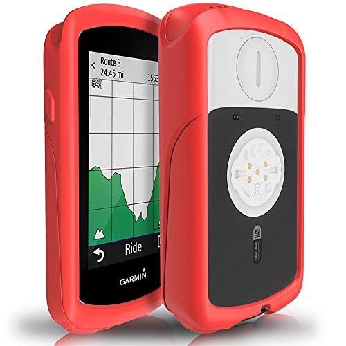TUSITA Case for Garmin Edge 1030 - Silicone Protective Cover - GPS Bike Computer Accessories (Red)