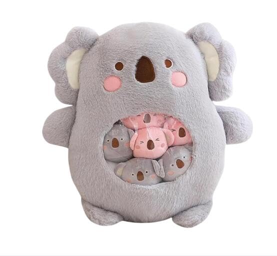 Could Spark Koala Plush Stuffed Animal Squeeze Toy with 6 3-inch Stuffed Removable Small Koala,Cute Squishy Snack Pillow,Plushie Kawaii Gifts for Girls Kids