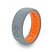 Groove Life Solid Storm Grey/Orange Ring - Breathable Silicone Wedding Rings for Men, Lifetime Coverage, Unique Design, Comfort Fit Ring - Size 9