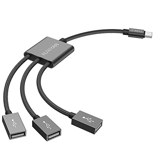 USB Type C to USB 2.0 Splitter,KUXIYAN USB C Male to 3 USB 2.0 Female 3-Port High Speed Hub Adapter Compatible with MacBook Air, MacBook Pro, Google Pixel, Galaxy S8/S9/S10,Note 8/9 More USB-C Devices
