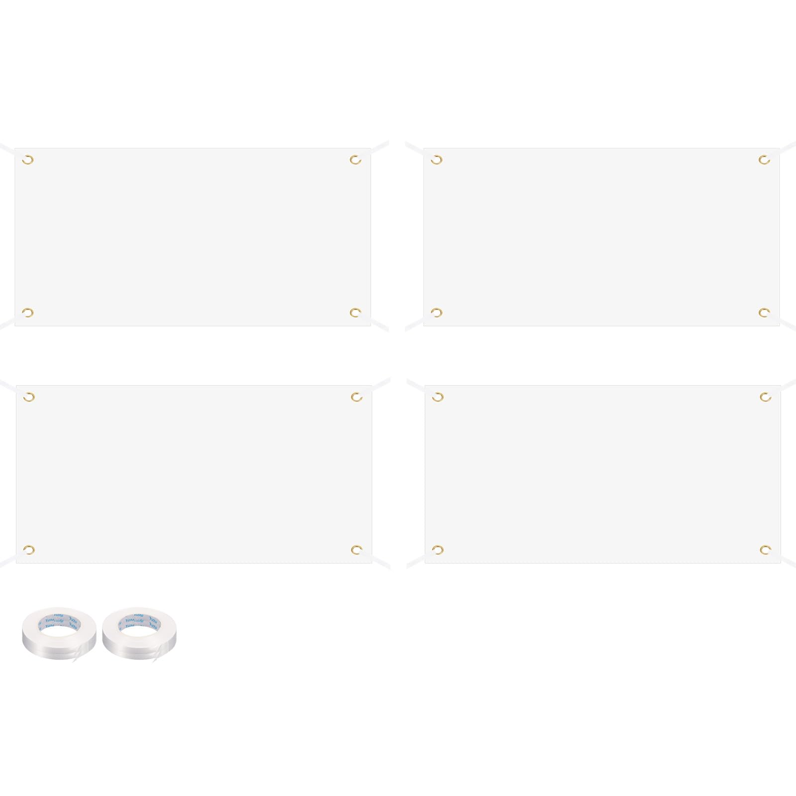 Photo 1 of PATIKIL 4 PCS Blank Banners Signs to Decorate 3'x6' Sublimation White Banner with Hanging Rope for Business Outside Outdoor Wall