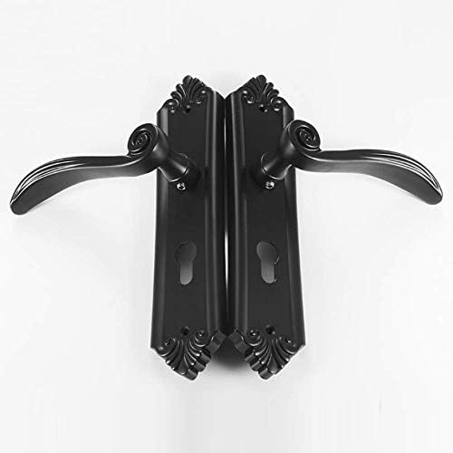 ZHFC Bedroom Security Door Locks With keyed deadbolt lock mechanism Durable Silent mechanical Handle Latch Kit Swing door Hardware,black