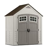 Suncast 6' x 3' Cascade Storage Shed - Natural Wood-like Outdoor Storage for Power Equipment and Yard Tools - All-Weather Resin Material, Transom Windows and Shingle Style Roof