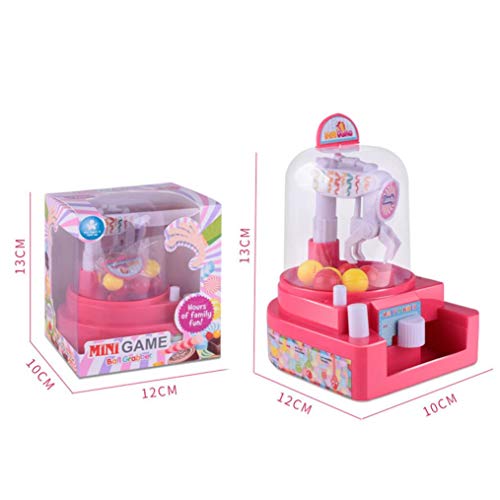 Livoty Mini Doll Machine Grab Ball Candy Catcher Gum Crane Kids Party Toys Role Play Education Toy (Red) - Thumbnail 2