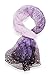 V28 Womens Floral & Graphic Print 100% Silk Great Nature Pattern Scarf (Petaled-Purple)
