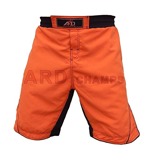 ARD MMA Fight Kick Boxing Shorts UFC Cage Fight Grappling Muay Thai Boxing Martial Art Training Clothing Orange (Large)