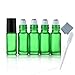 Elfenstall- 5pcs Thick 5ml(1/6oz) Roll on Glass Bottle Frosted green for Essential Oil Empty Aromatherapy Perfume Bottle - Refillable w/ Stainless Steel Roller Ball 3ml Pipette dropper