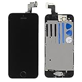 Ayake LCD Screen for iPhone 5s Black Full Display Assembly Digitizer Touchscreen Replacement with Front Facing Camera, Speaker and Home Button Pre-Assembled (All Required Tools Included)