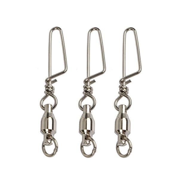 Shelure-Ball-Bearing-Swivel-with-Coastlock-Snap-Strong-Welded-Ring-Fishing-Swivels-Assortment-for-Saltwater-Silver-Coatedpack-of-20