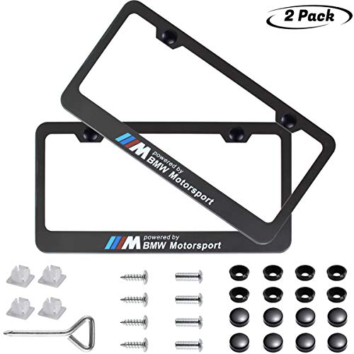 2pcs M Sports Motorsport Logo License Plate Frame Frame,Applicable to US Standard car License Frame for BWM-Motorsport