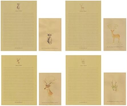 40 Writing Stationery Paper with 20 Envelope, Vintage Letter Writing Paper Sets, Assorted Colors, 4 Pattern (Deer-1)