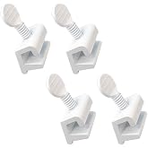 QCAA Single Small Sliding Window Security Lock, Aluminum, White Coated, 4 Pack, Made in Taiwan