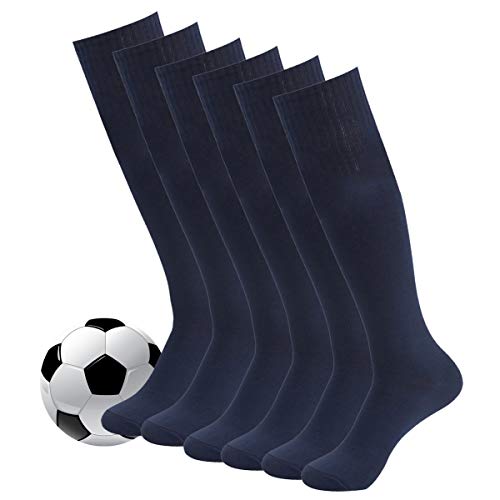 Football Socks,Mens Womens Team Sports Long Tube Softball Socks 6 Pairs Navy