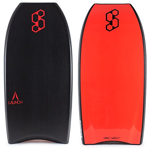 Mike Stewart Launch Tech 43 Crescent Tail 2017 Bodyboard - Black deck, Black rails, Red bottom