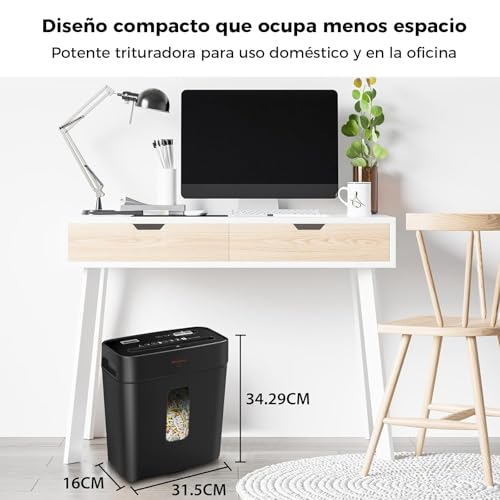 6 Sheet Cross Cut Paper Shredder Paper Card Staple Clips Home Office High Security Jam Proof Yystem P-4 15L Trash Can