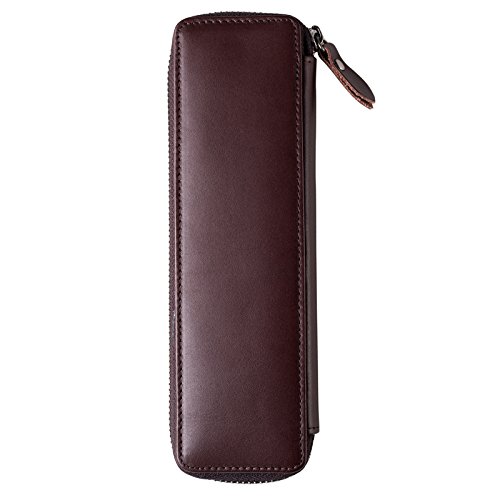 Ancicraft Pencil Case Leather Pouch Fountain Pen Holder With Zipper For Men Women (Coffee)