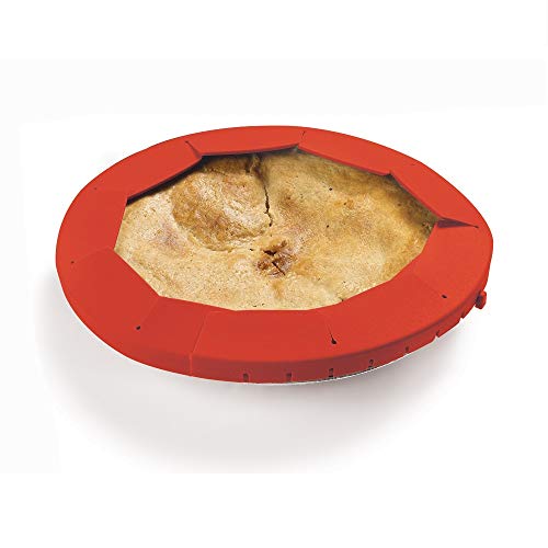 Silicone Pie Crust Saver,Food-safe Silicone Protector,Fit 8.5" - 11.5" (Red) - Thumbnail 2