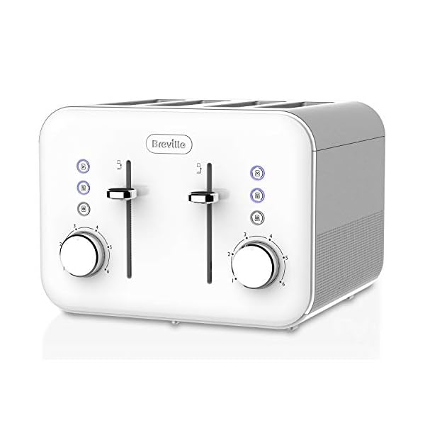 Breville VTT687 High Gloss Toaster, 4 Slice, with Variable Browning and High Lift, White