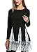 Zeagoo Womens Long Sleeve Floral Lace Splicing Loose Blouse Tops,Black,XL
