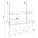 MILIJIA Coat Rack, Over the Door Hanger with Mesh Basket, Detachable Storage Shelf for Towels, Hats, Handbags, Coats (White-2 Baskets)
